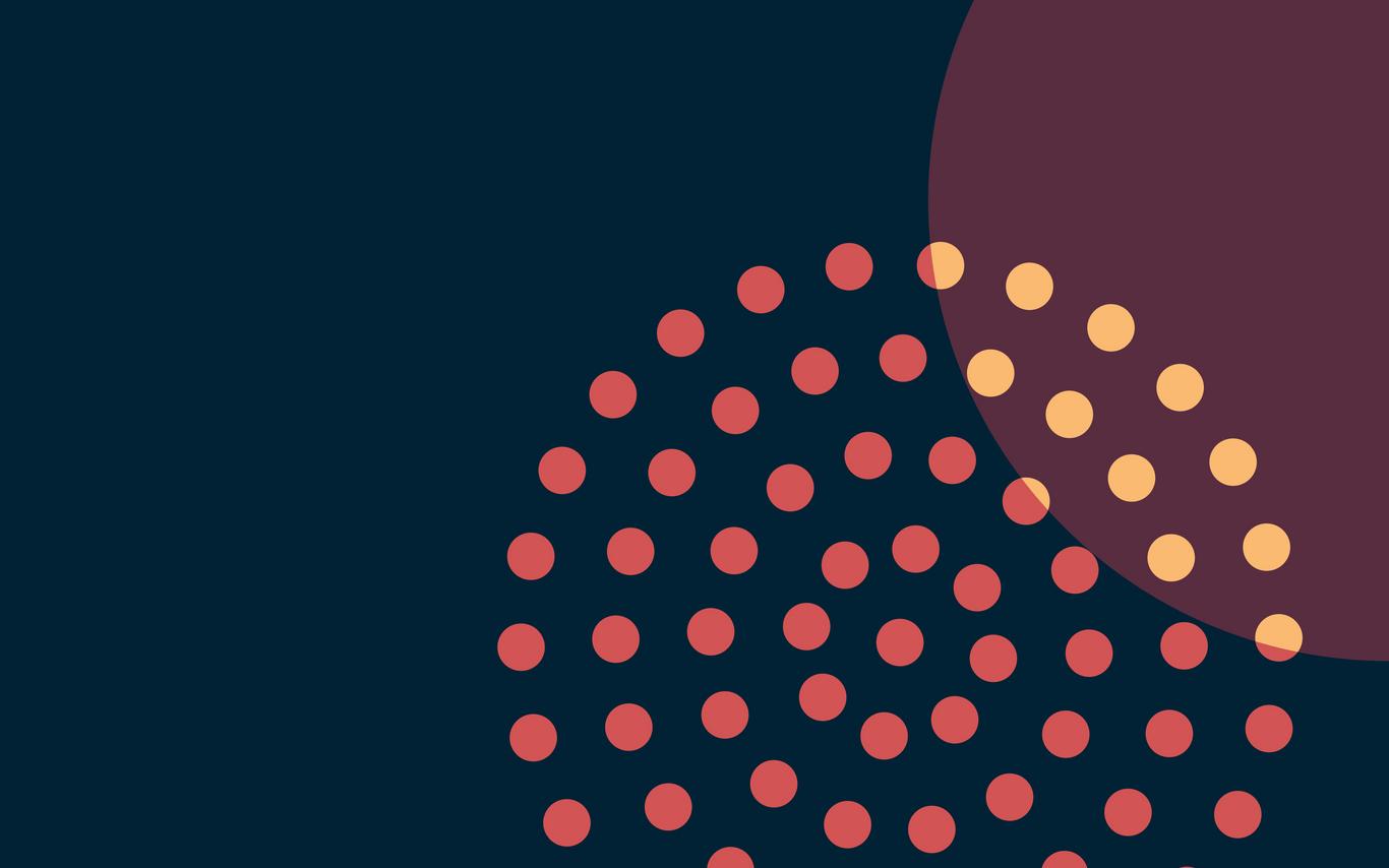 Cirlce and seed patterns in warm tones over midnight blue